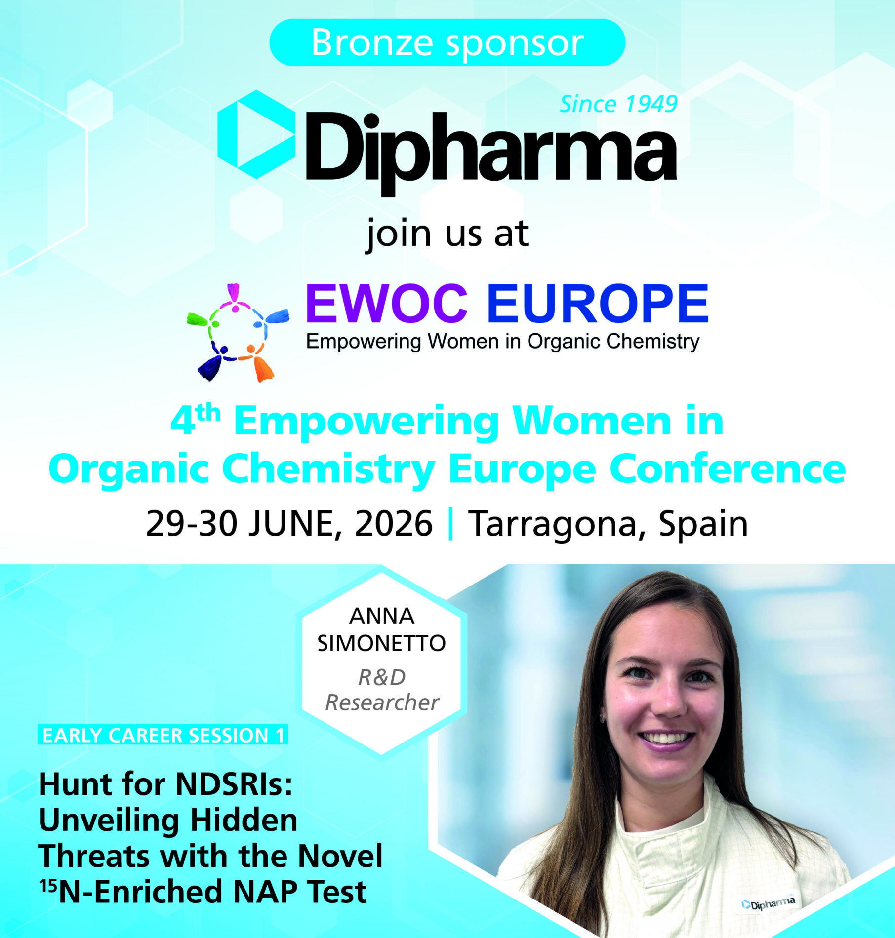 Anna Simonetto, R&D Researcher at Dipharma, Selected as Speaker at EWOC Europe 2026